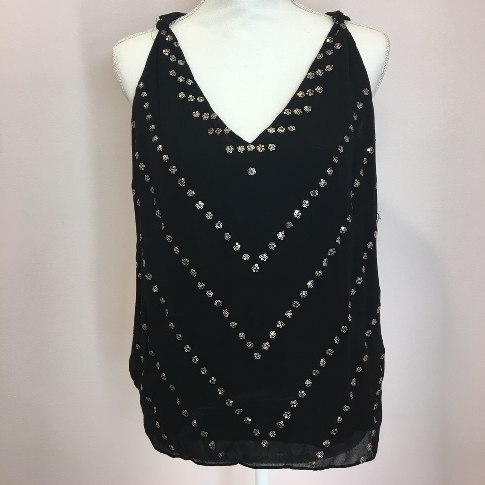Stunning hand sewn "Flower" v neck tank - Size Small